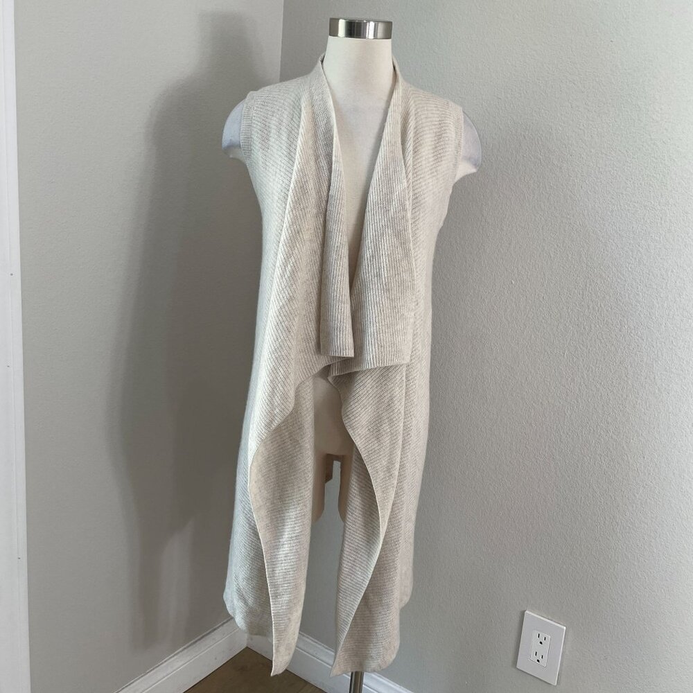Nanette Lepore Womens XS Sleeveless 2 Ply 100% Cashmere Open Front Cardigan Vest